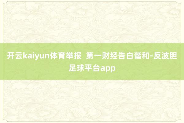 开云kaiyun体育举报 第一财经告白谐和-反波胆足球平台app