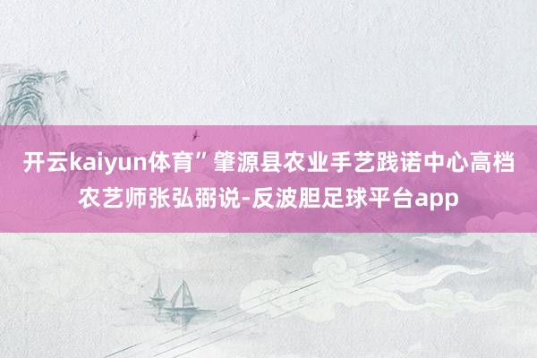 开云kaiyun体育”肇源县农业手艺践诺中心高档农艺师张弘弼说-反波胆足球平台app