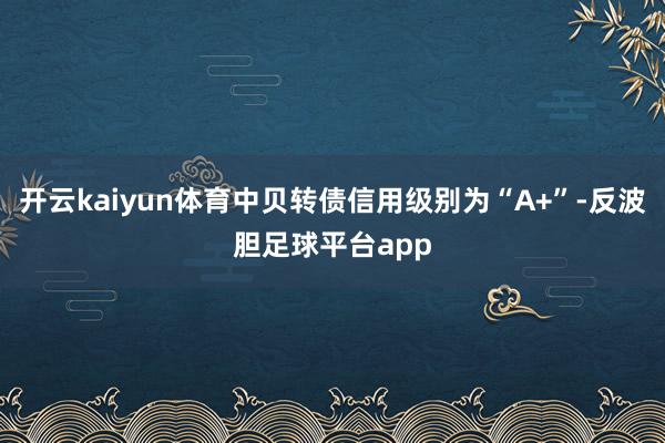 开云kaiyun体育中贝转债信用级别为“A+”-反波胆足球平台app