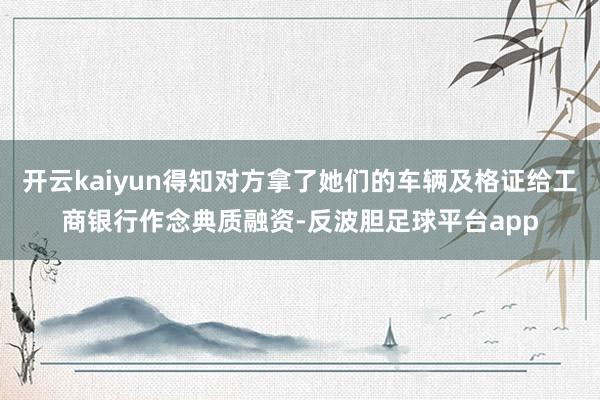 开云kaiyun得知对方拿了她们的车辆及格证给工商银行作念典质融资-反波胆足球平台app