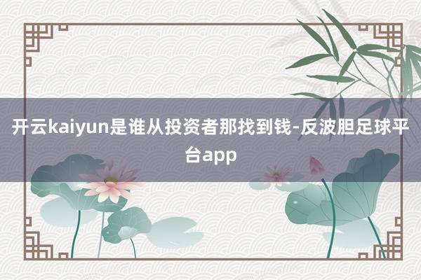 开云kaiyun是谁从投资者那找到钱-反波胆足球平台app