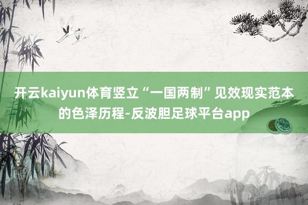 开云kaiyun体育竖立“一国两制”见效现实范本的色泽历程-反波胆足球平台app