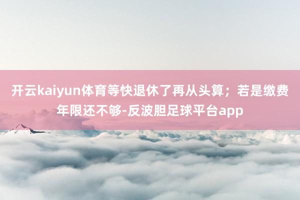 开云kaiyun体育等快退休了再从头算;若是缴费年限还不够-反波胆足球平台app