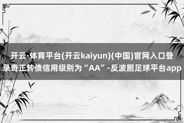 开云·体育平台(开云kaiyun)(中国)官网入口登录奇正转债信用级别为“AA”-反波胆足球平台app
