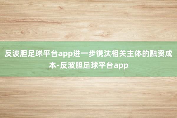 反波胆足球平台app进一步镌汰相关主体的融资成本-反波胆足球平台app