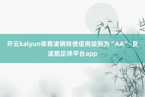 开云kaiyun体育凌钢转债信用级别为“AA”-反波胆足球平台app
