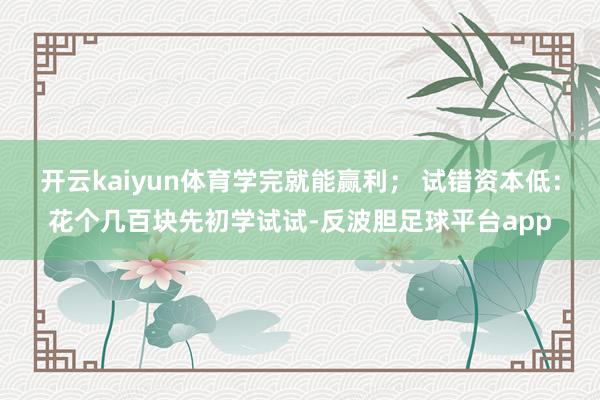 开云kaiyun体育学完就能赢利； 试错资本低：花个几百块先初学试试-反波胆足球平台app