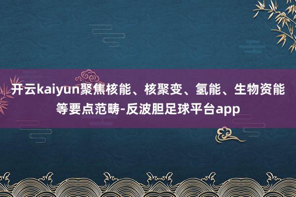开云kaiyun聚焦核能、核聚变、氢能、生物资能等要点范畴-反波胆足球平台app