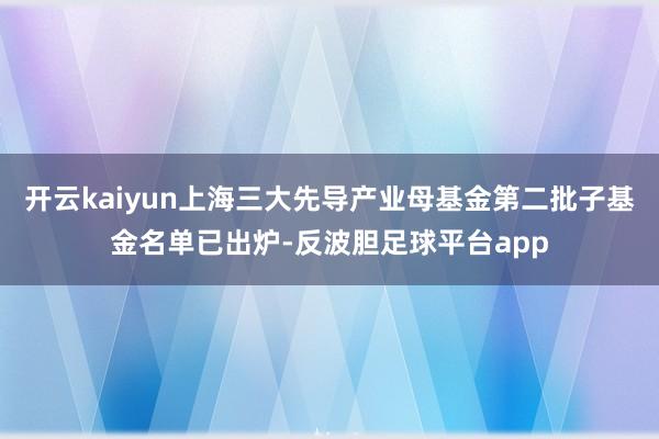 开云kaiyun上海三大先导产业母基金第二批子基金名单已出炉-反波胆足球平台app