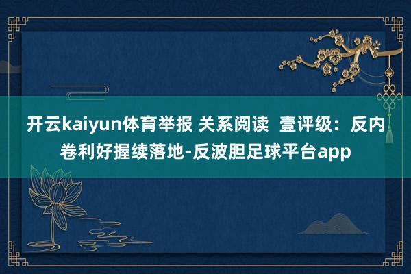 开云kaiyun体育举报 关系阅读 壹评级:反内卷利好握续落地-反波胆足球平台app